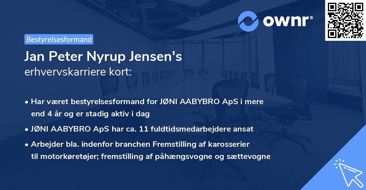 Jan Peter Nyrup Jensen's erhvervskarriere kort