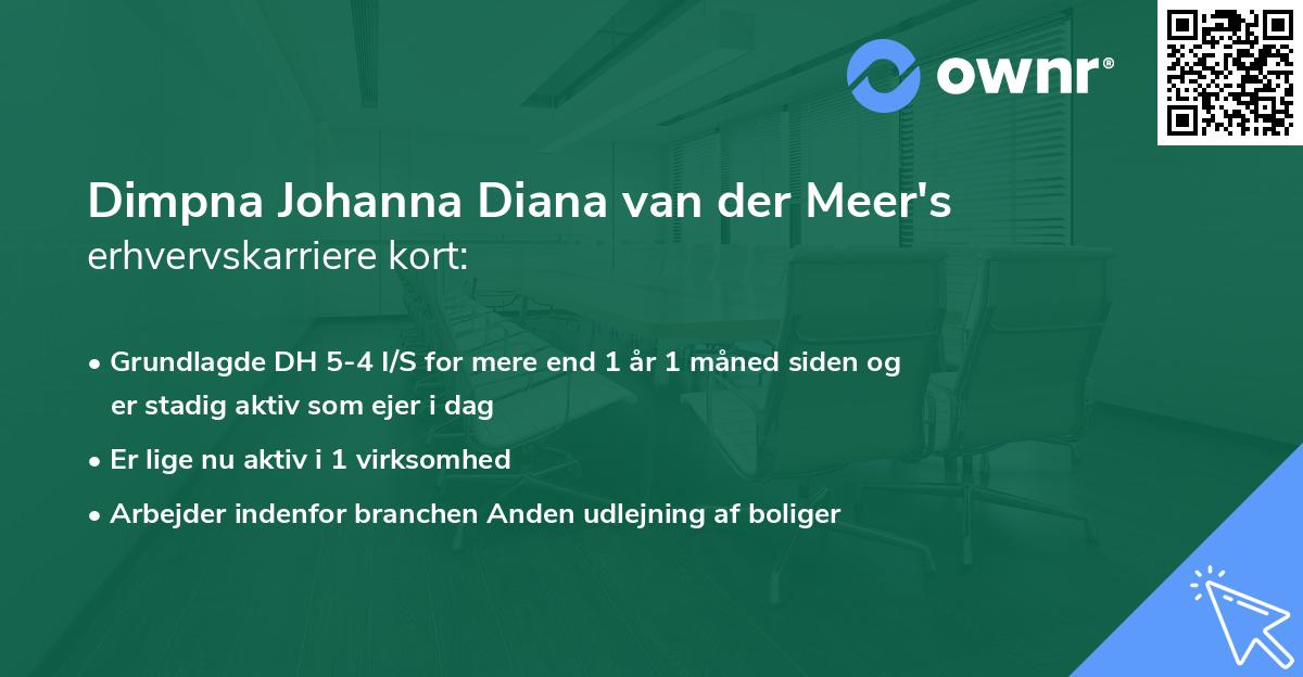 Dimpna Johanna Diana van der Meer's erhvervskarriere kort