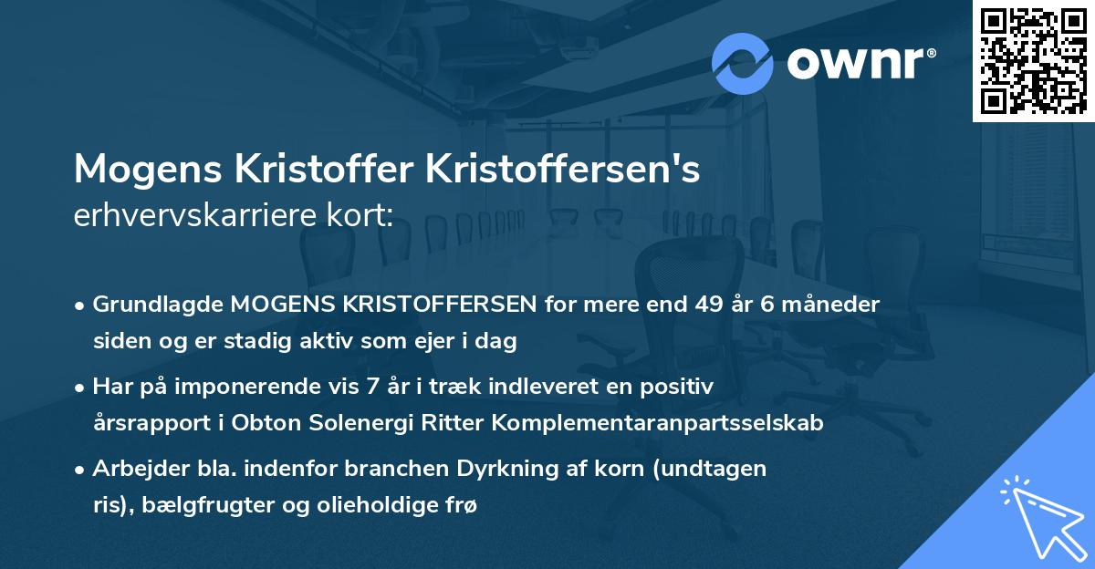 Mogens Kristoffer Kristoffersen's erhvervskarriere kort