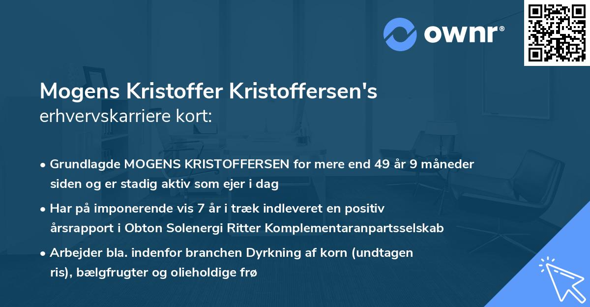 Mogens Kristoffer Kristoffersen's erhvervskarriere kort