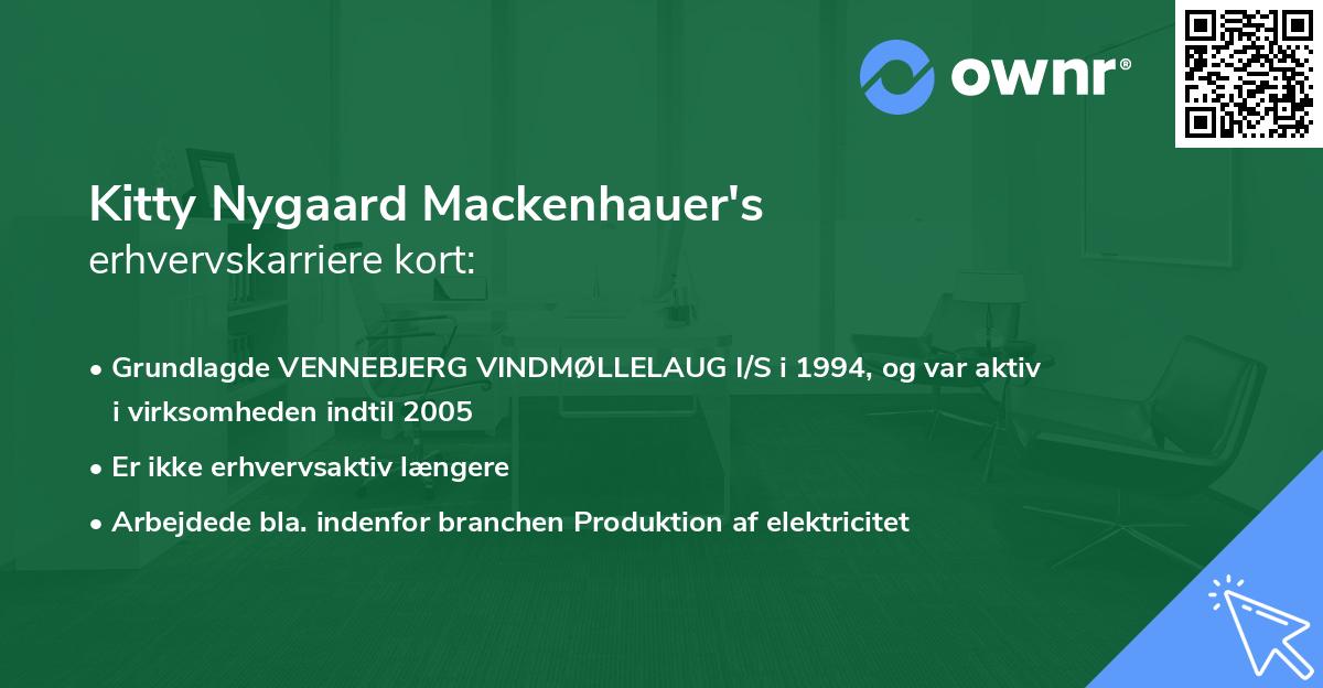 Kitty Nygaard Mackenhauer's erhvervskarriere kort