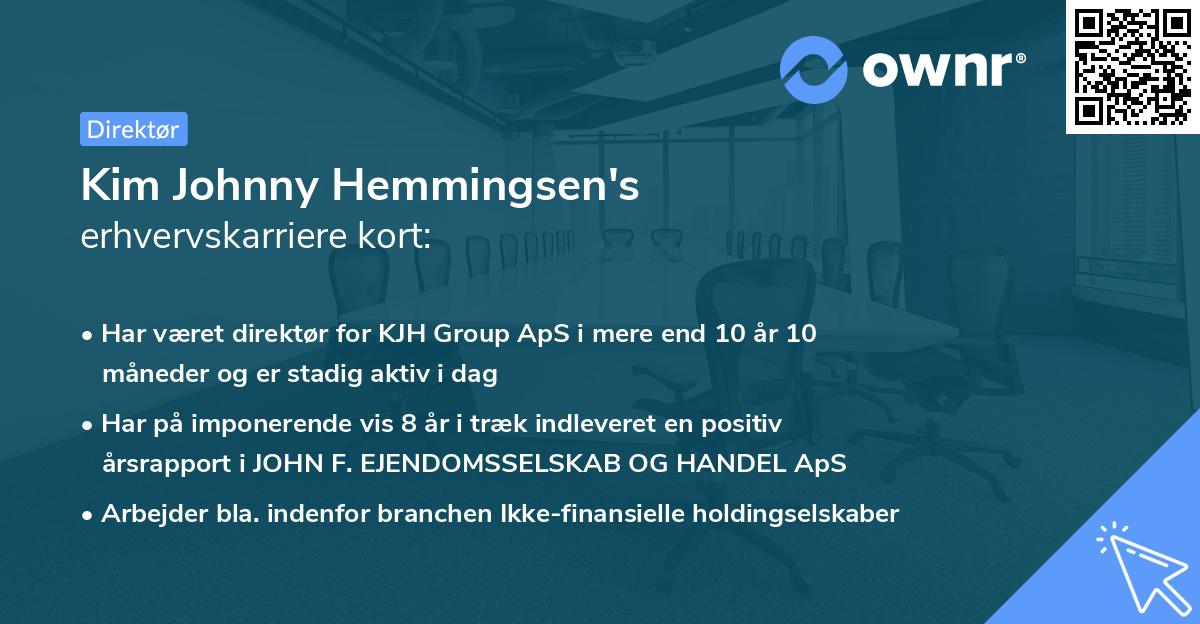 Kim Johnny Hemmingsen's erhvervskarriere kort