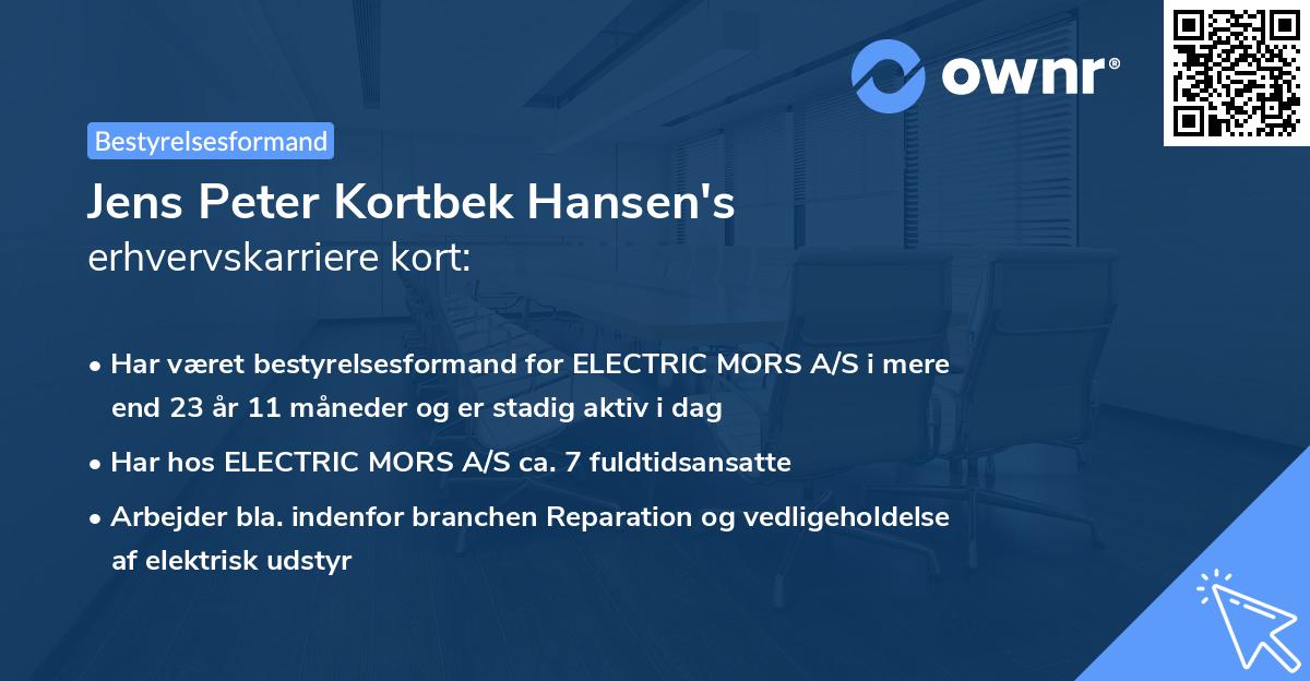 Jens Peter Kortbek Hansen's erhvervskarriere kort