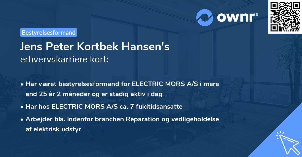 Jens Peter Kortbek Hansen's erhvervskarriere kort