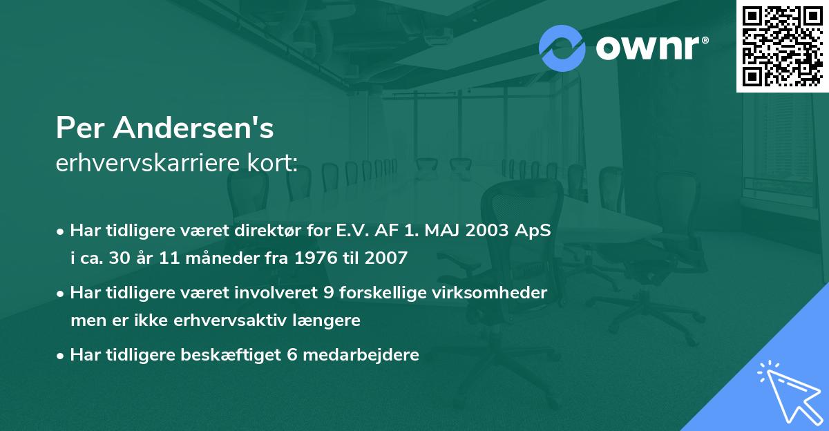 Per Andersen's erhvervskarriere kort