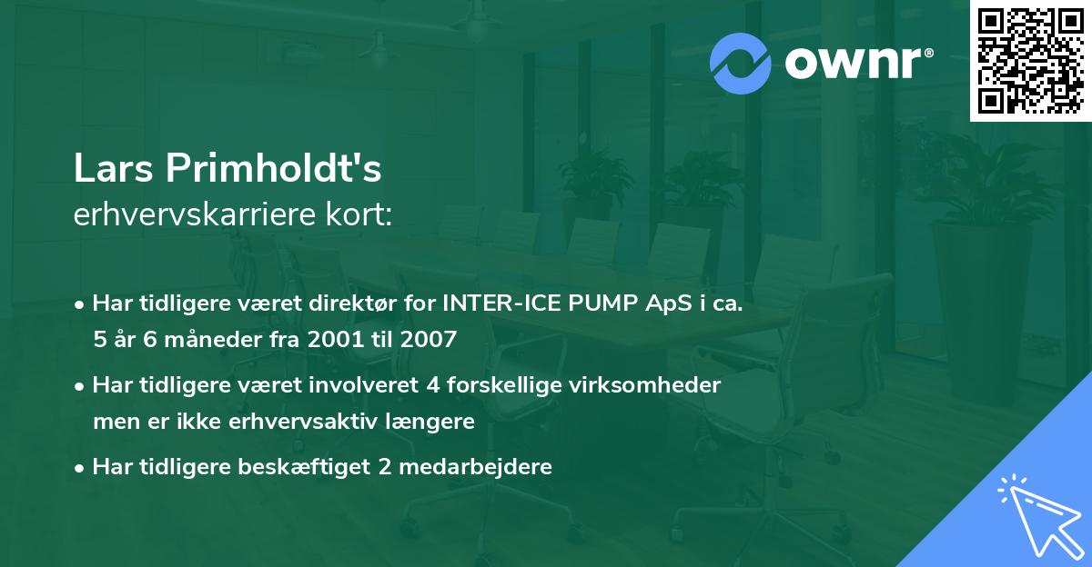 Lars Primholdt's erhvervskarriere kort