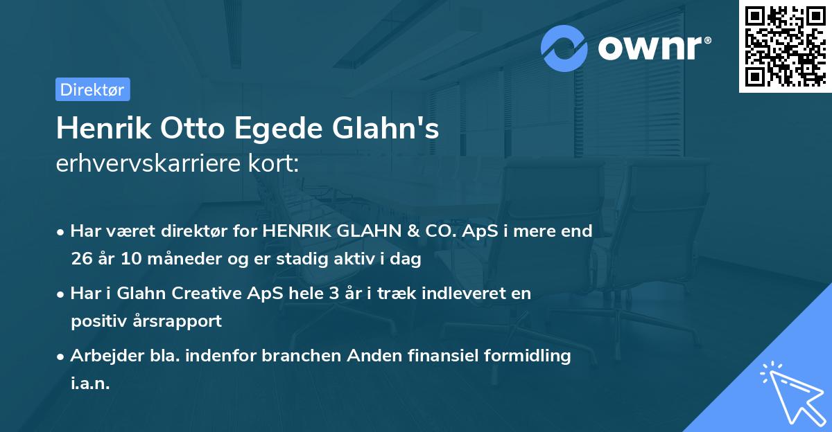 Henrik Otto Egede Glahn's erhvervskarriere kort