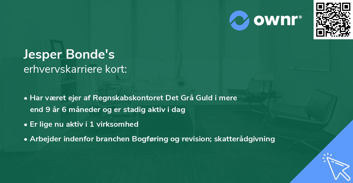 Jesper Bonde's erhvervskarriere kort