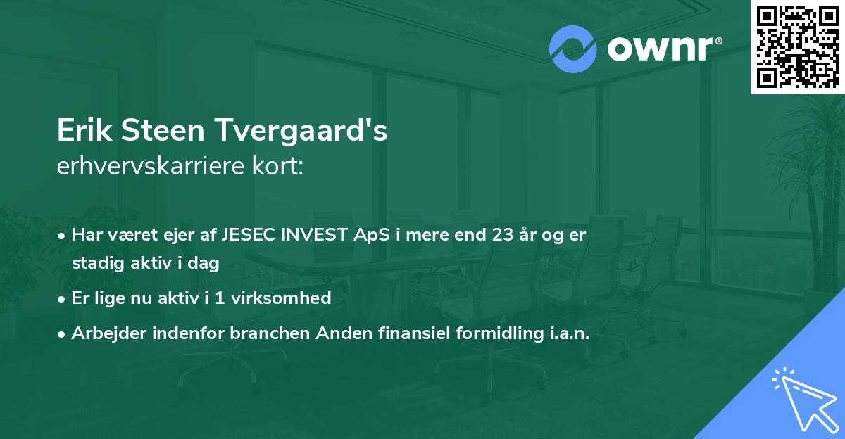 Erik Steen Tvergaard's erhvervskarriere kort