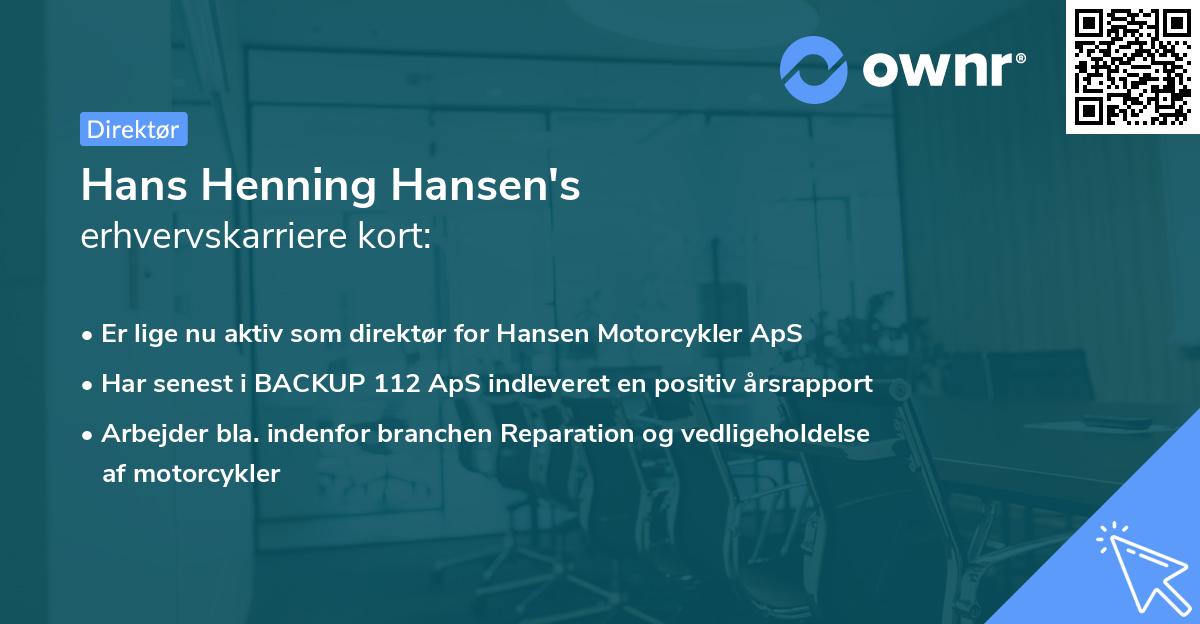 Hans Henning Hansen's erhvervskarriere kort