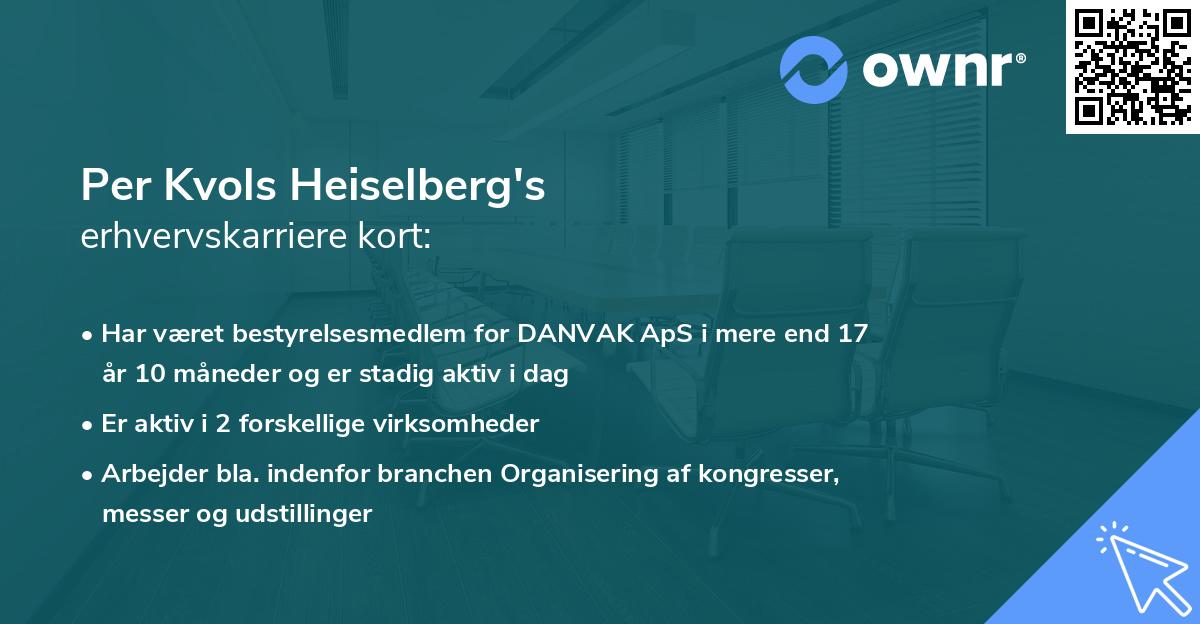 Per Kvols Heiselberg's erhvervskarriere kort