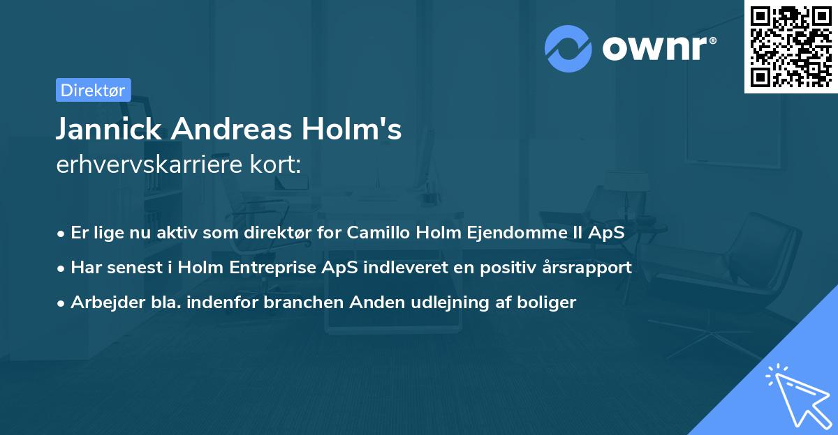 Jannick Andreas Holm's erhvervskarriere kort