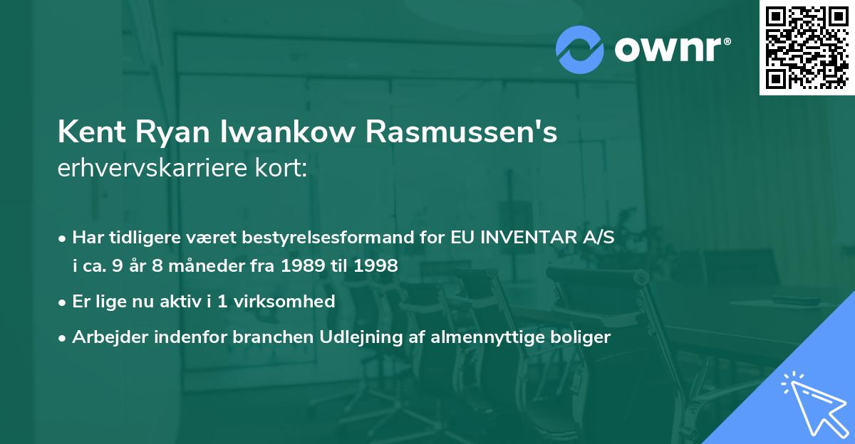 Kent Ryan Iwankow Rasmussen's erhvervskarriere kort