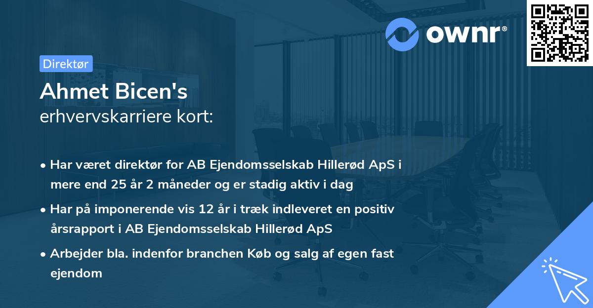 Ahmet Bicen's erhvervskarriere kort