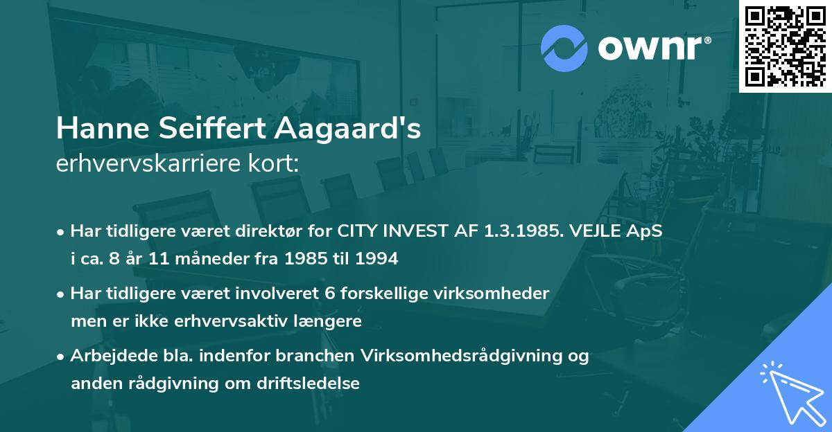 Hanne Seiffert Aagaard's erhvervskarriere kort