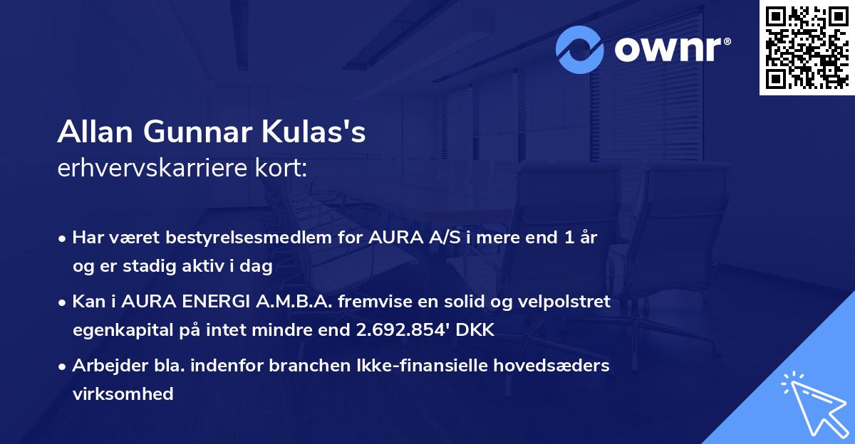 Allan Gunnar Kulas's erhvervskarriere kort