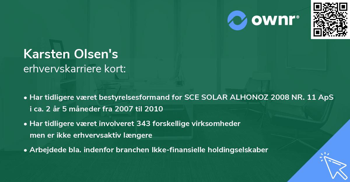 Karsten Olsen's erhvervskarriere kort