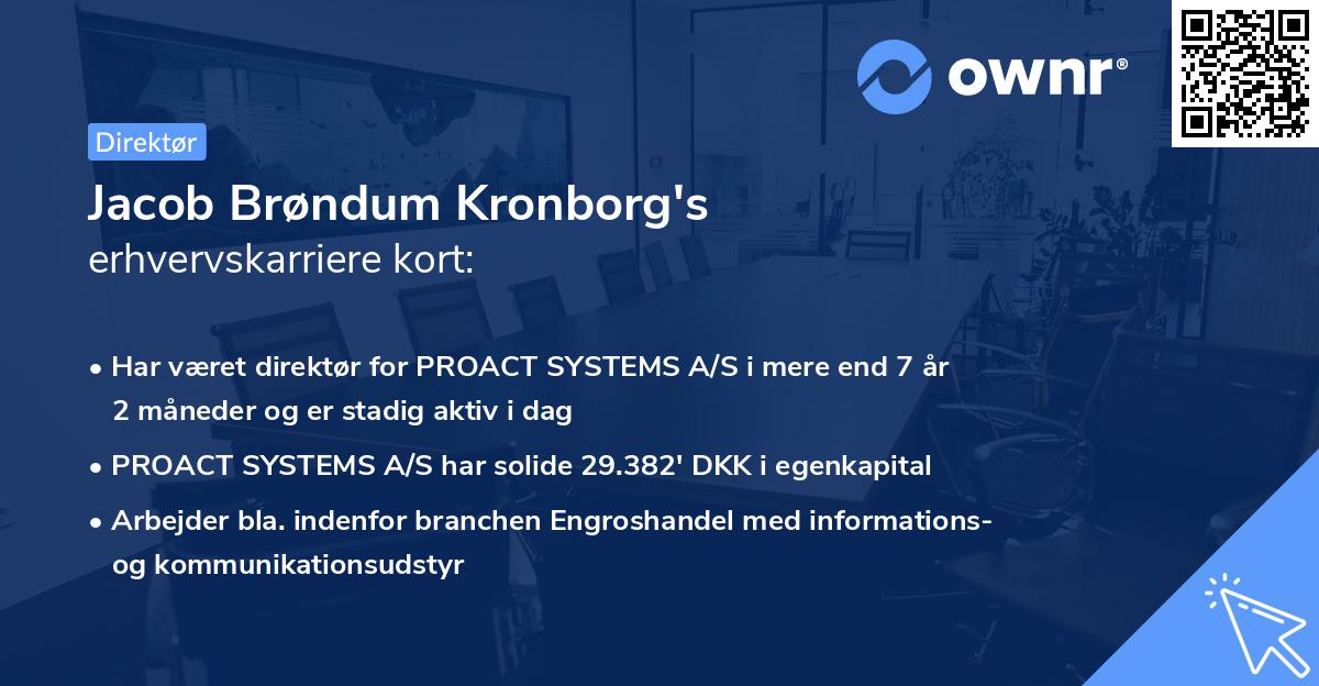 Jacob Brøndum Kronborg's erhvervskarriere kort