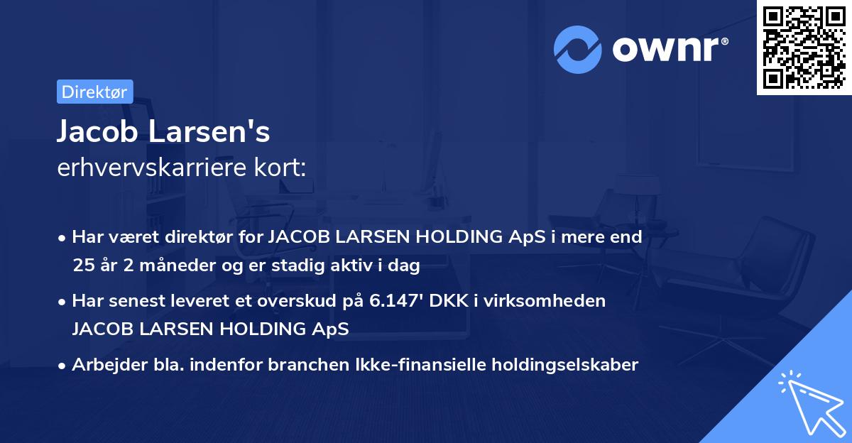 Jacob Larsen's erhvervskarriere kort