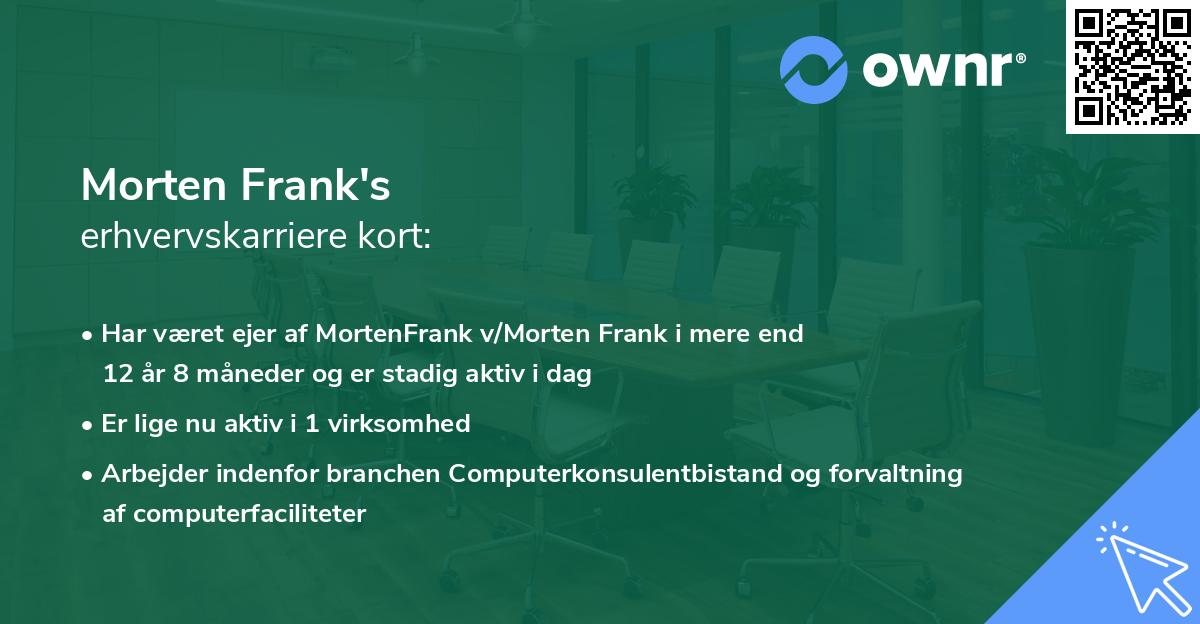 Morten Frank's erhvervskarriere kort