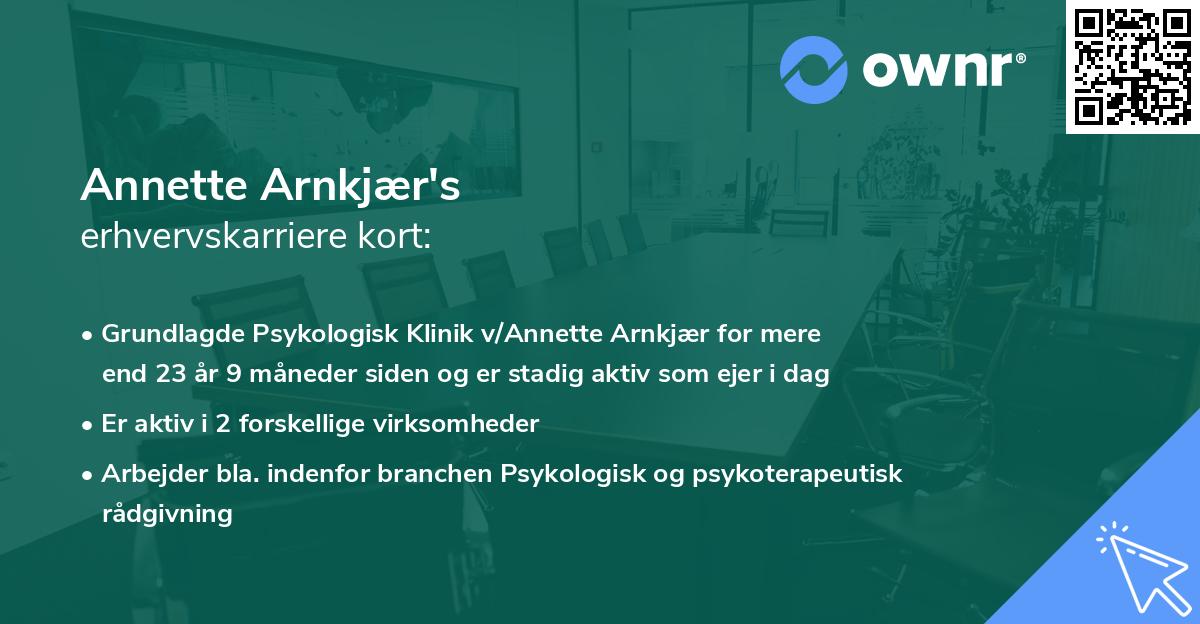 Annette Arnkjær's erhvervskarriere kort