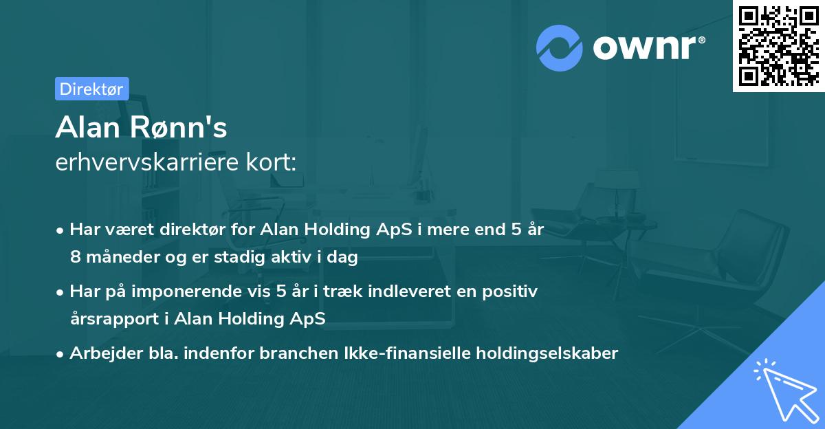 Alan Rønn's erhvervskarriere kort