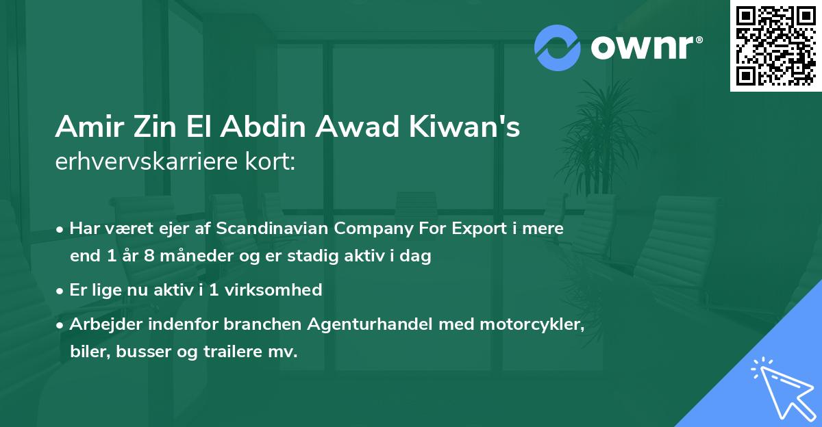 Amir Zin El Abdin Awad Kiwan's erhvervskarriere kort