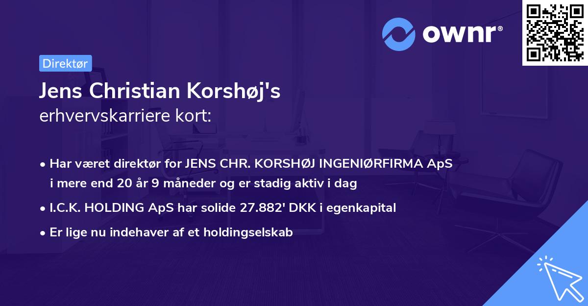 Jens Christian Korshøj's erhvervskarriere kort