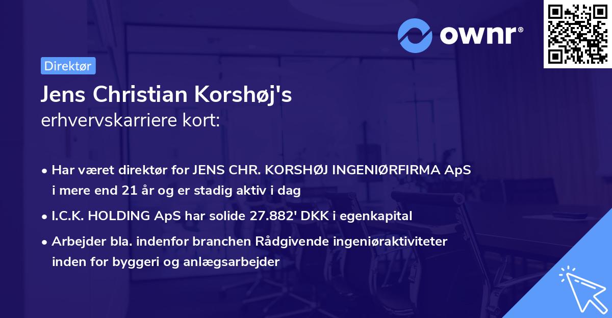 Jens Christian Korshøj's erhvervskarriere kort