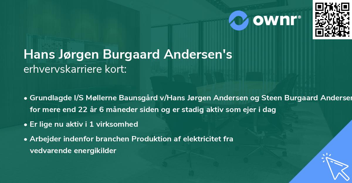 Hans Jørgen Burgaard Andersen's erhvervskarriere kort