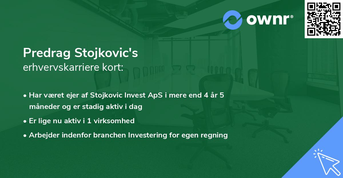 Predrag Stojkovic's erhvervskarriere kort
