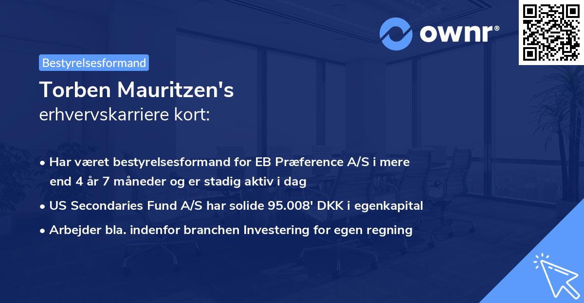 Torben Mauritzen's erhvervskarriere kort