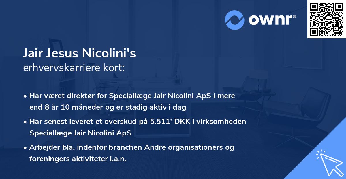 Jair Jesus Nicolini's erhvervskarriere kort