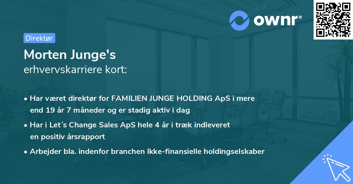 Morten Junge's erhvervskarriere kort