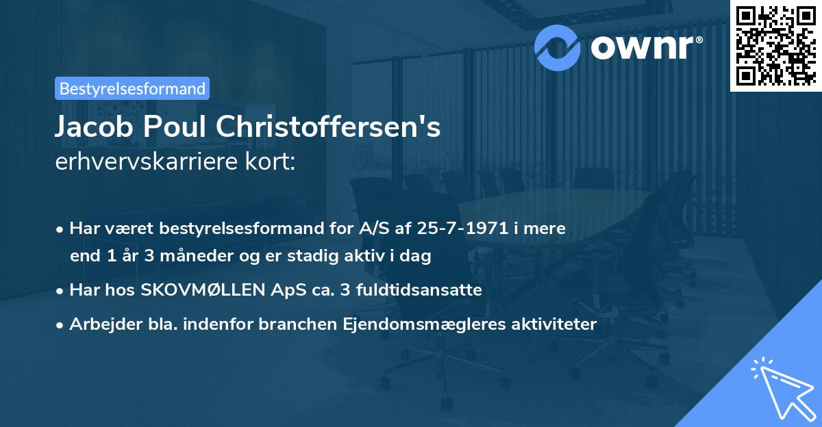 Jacob Poul Christoffersen's erhvervskarriere kort