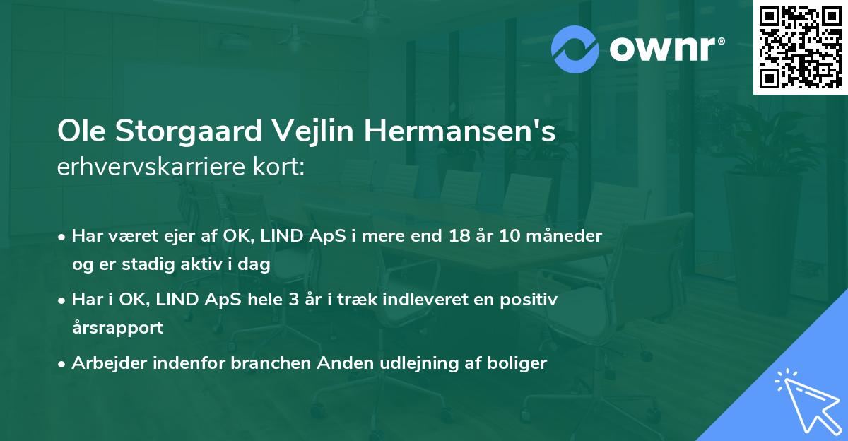 Ole Storgaard Vejlin Hermansen's erhvervskarriere kort
