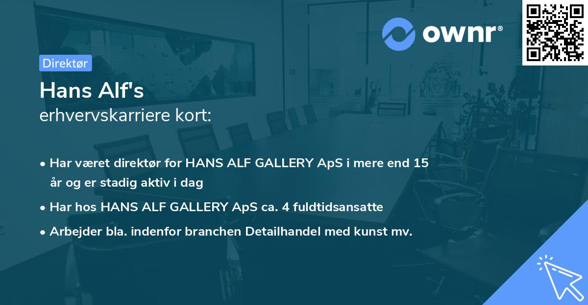 Hans Alf's erhvervskarriere kort