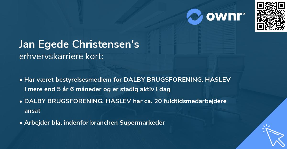 Jan Egede Christensen's erhvervskarriere kort