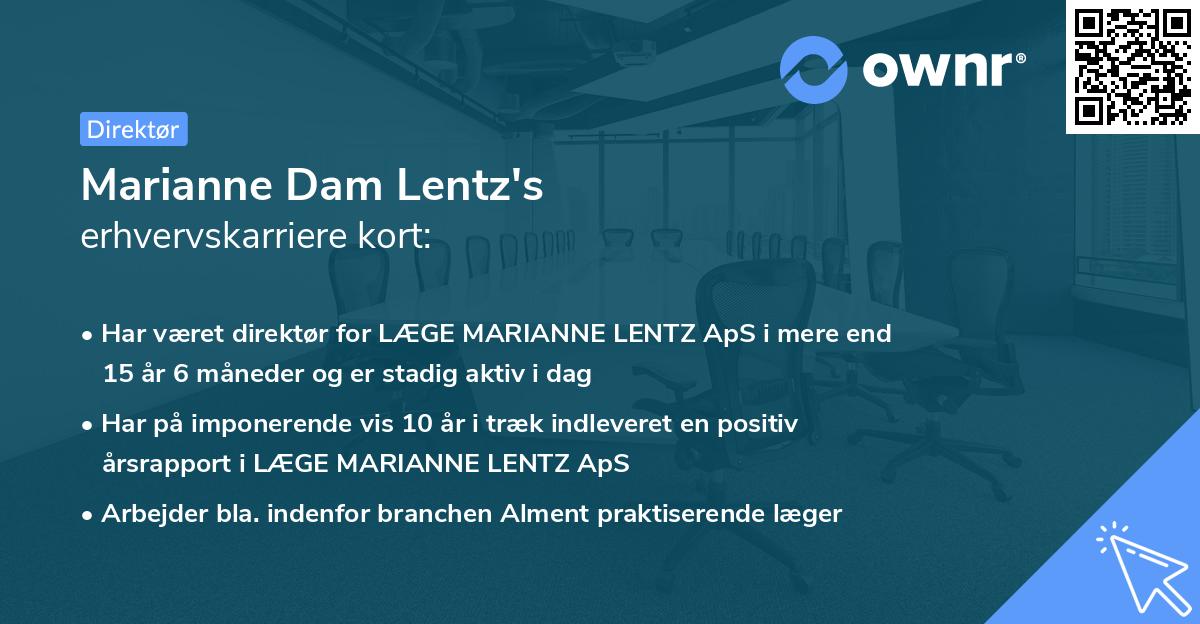 Marianne Dam Lentz's erhvervskarriere kort