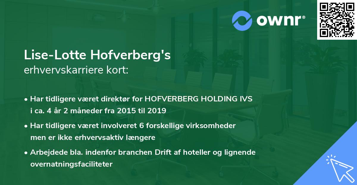 Lise-Lotte Hofverberg's erhvervskarriere kort