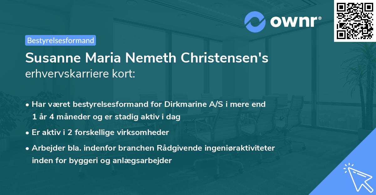 Susanne Maria Nemeth Christensen's erhvervskarriere kort