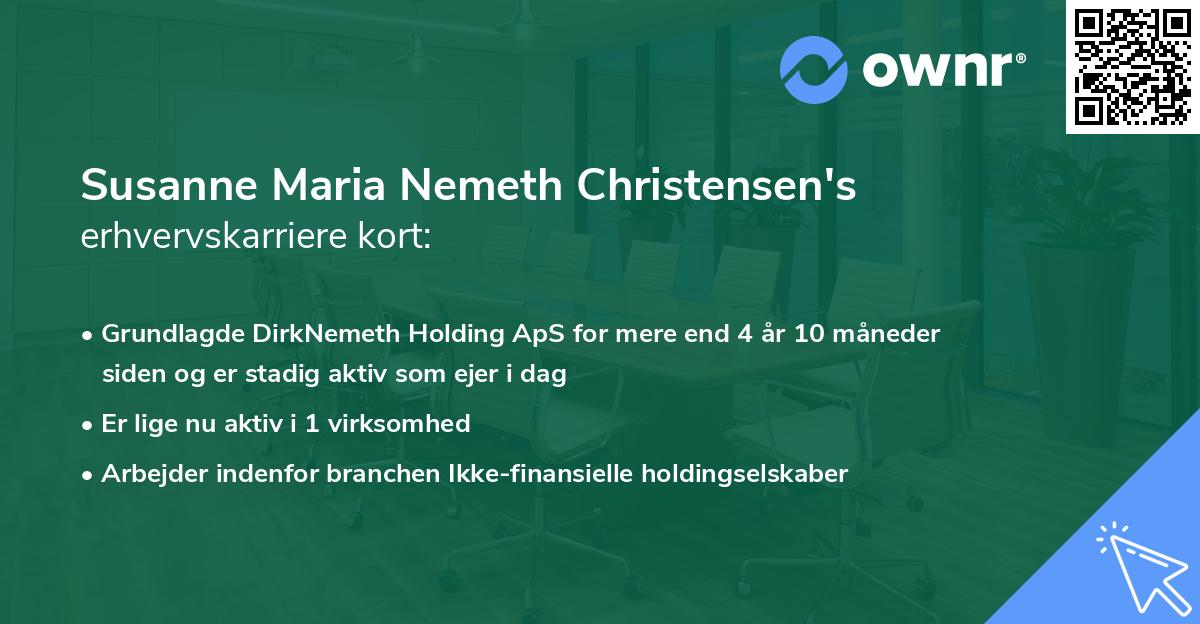 Susanne Maria Nemeth Christensen's erhvervskarriere kort