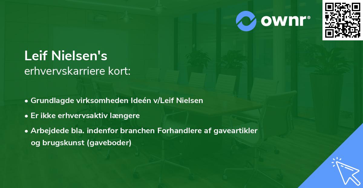 Leif Nielsen's erhvervskarriere kort