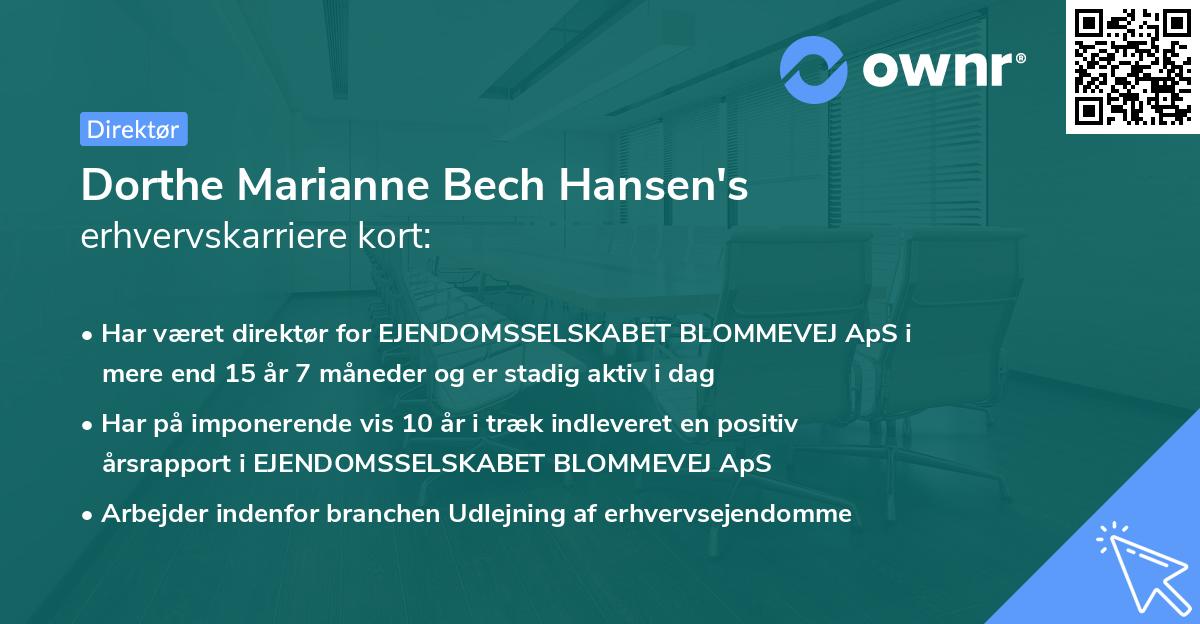 Dorthe Marianne Bech Hansen's erhvervskarriere kort