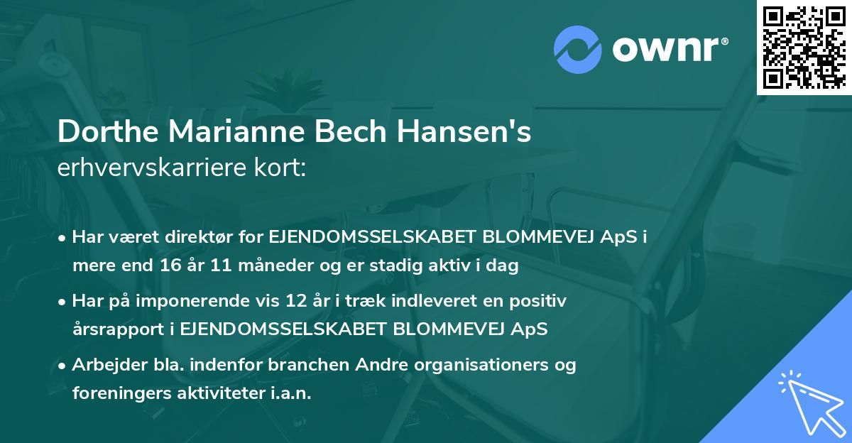 Dorthe Marianne Bech Hansen's erhvervskarriere kort