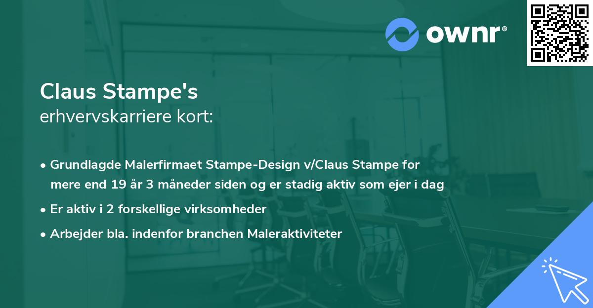Claus Stampe's erhvervskarriere kort