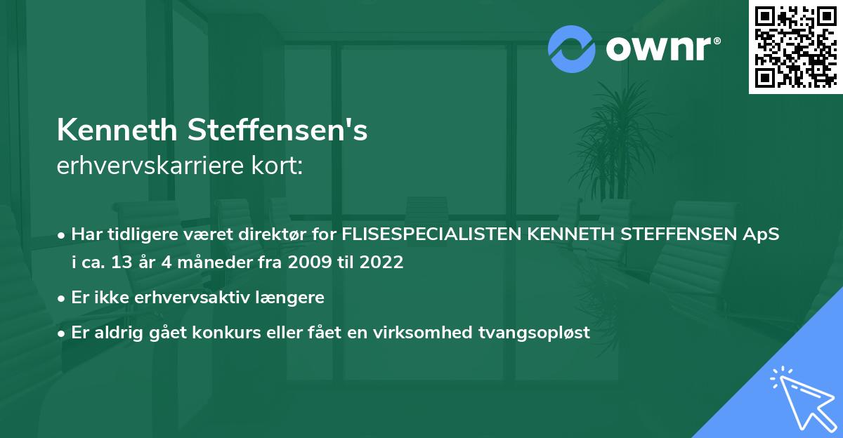 Kenneth Steffensen's erhvervskarriere kort