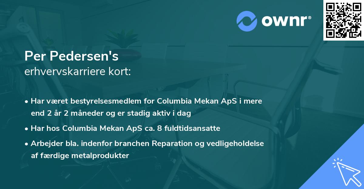 Per Pedersen's erhvervskarriere kort