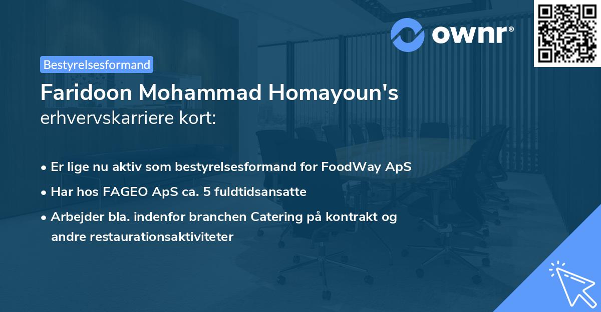 Faridoon Mohammad Homayoun's erhvervskarriere kort