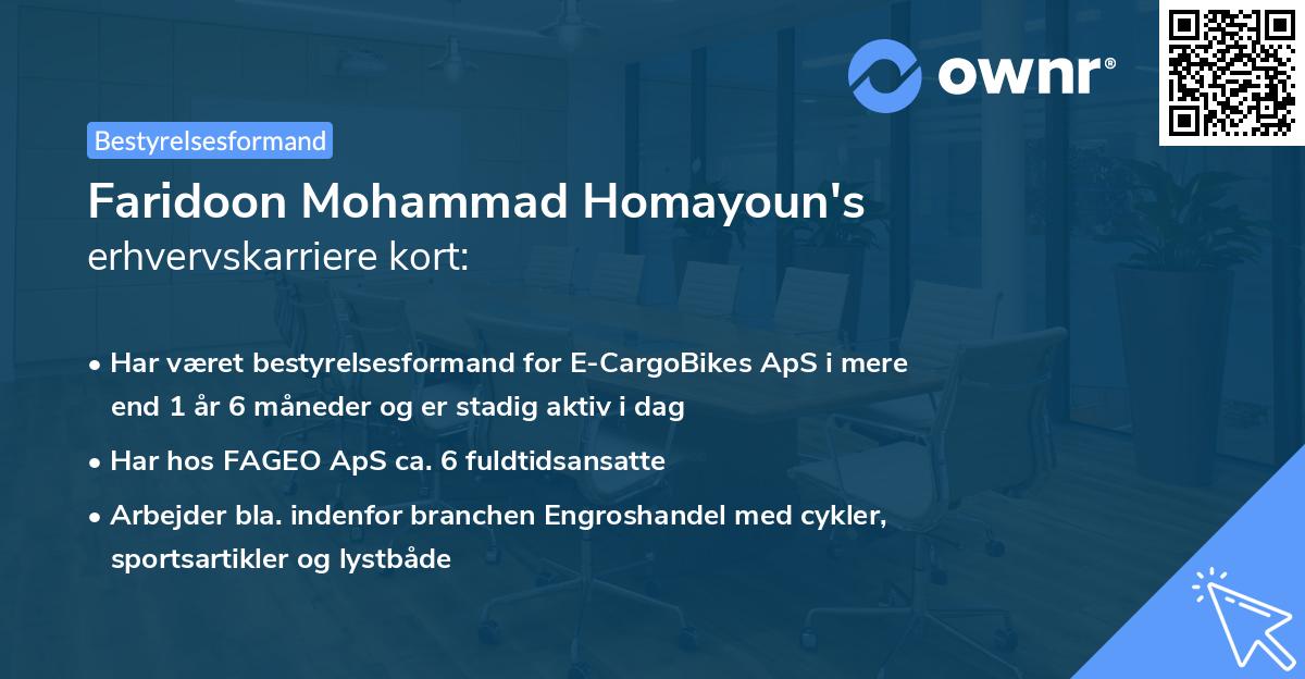 Faridoon Mohammad Homayoun's erhvervskarriere kort